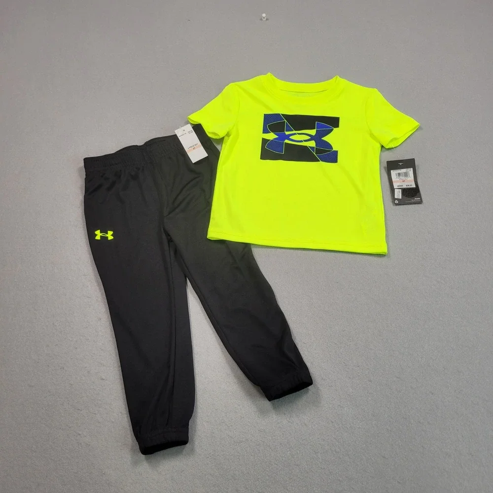Under Armour‎ Toddler Boys Tracksuit 2 Piece Set Neon Yellow Black 2T